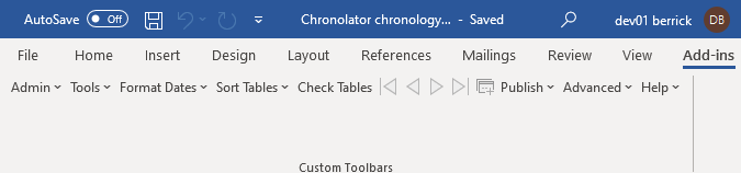 Chronolator toolbar